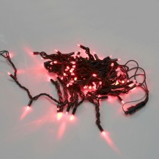 Светодиодная гирлянда LED-PLR-100-10M-24V-R/BL-W/O, красная, черный провод, соединяемая (без силового шнура) 24V, 10м