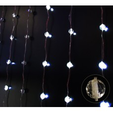 XM-DR-PL0010-4.5 Световой дождь с насадками прозрачные шарики, белый, черный провод, 4*1 м