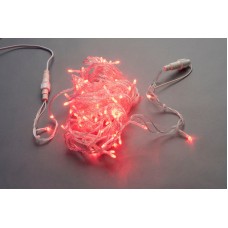 Светодиодная гирлянда LED-PLS-100-10M-240V-R/C-F(R), красная, прозрачный провод, красный FLASH, соединяемая, 10м