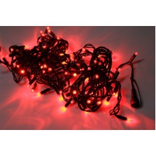 Светодиодная гирлянда LED-PLS-100-10M-24V-R/BL-W/O, красная, черный провод, соединяемая, 10м (без силового шнура)