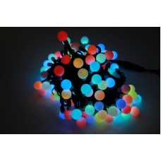 Светодиодная гирлянда шарики LED-PLR-100-15M-25MM-240V-RGB/BL-W/O(INTENSIVE) очень быстрая смена цветов, черный провод (без силового шнура) 15М