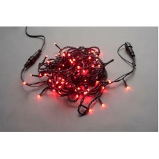 Светодиодная гирлянда LED-PLS-100-10M-24V-R/BL-W/O, красная, черный провод, соединяемая (без силового шнура) 10м