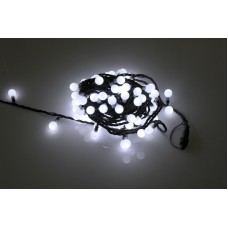 Светодиодная гирлянда шарики LED-PLR-100-15M240V-W/BL белый цвет, черный каучуковый провод (без силового шнура) 15М