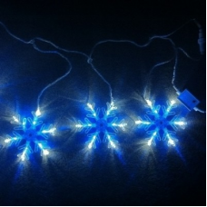 LED-SNOW-CL(198)-240V-B/W Снежинки, белая/синяя, прозрачный провод, с контроллером, 2,5*0,5 м